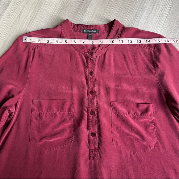 Eileen Fisher Silk Small Burgundy/Maroon Blouse Shirt - Picture 11 of 16